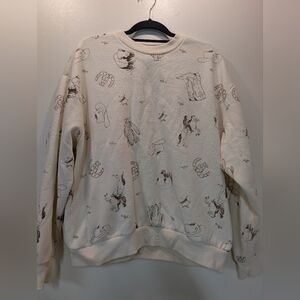 Cream Graphic Crewneck Sweater